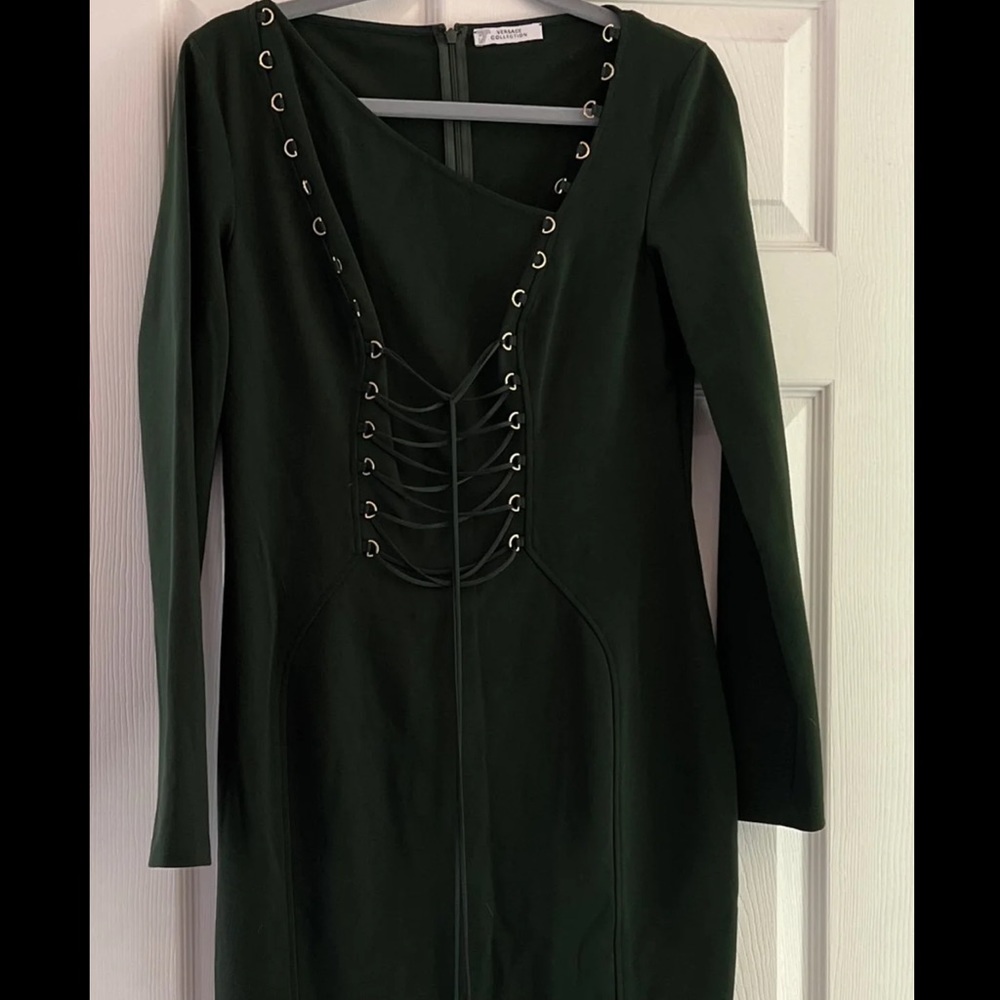 Versace Collection Asymmetric lace-up dress.